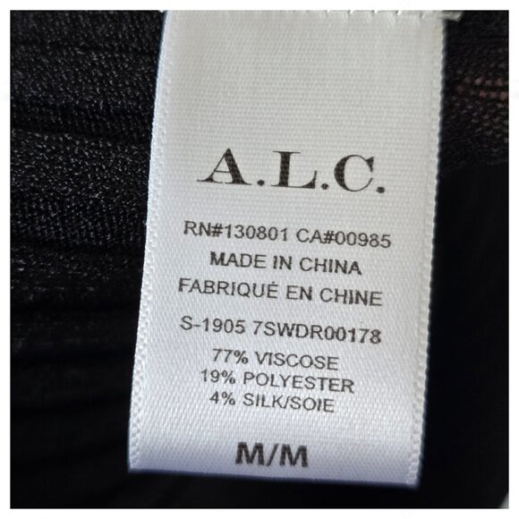 A.L.C. Ribbed Tank Midi Dress Size M Asymmetric Crochet Trim Halter Neckline - Picture 10 of 11